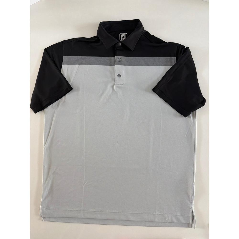 FootJoy Mens Athletic Fit Colorblock Golf Polo Shirt Black Grey XXL
